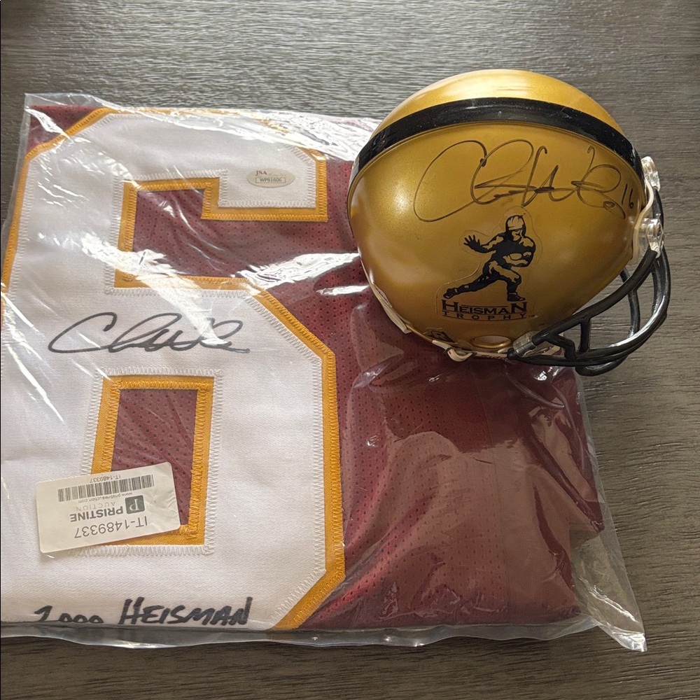 Vintage Chris Weinke Autographed Jersey & Mini Helmet
